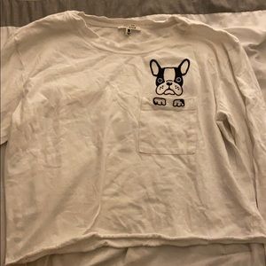 White pocketed frenchbulldog shirt